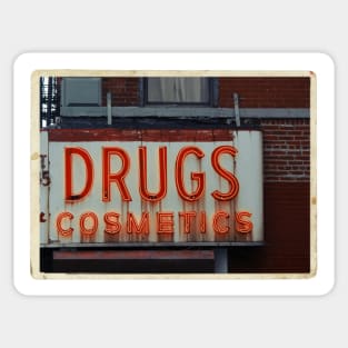 Drugstore Neon Sign in the East Village - Kodachrome Postcards Sticker